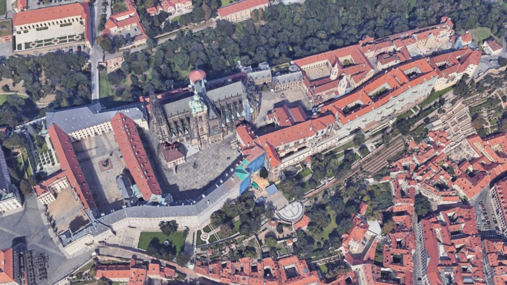 Fig 13 - Prague castle today with St. Vitus Cathedral in the middle